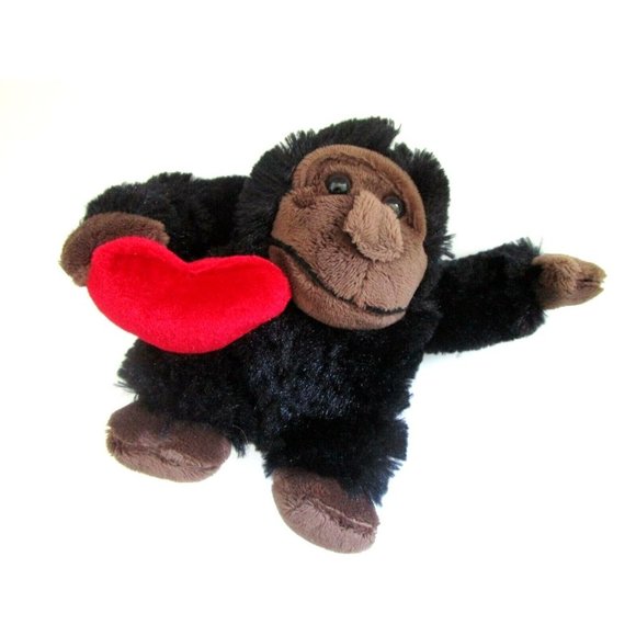 Black Gorilla Plush Toy - Heart in Hand Love/Valentine Gift - 4" Unbranded Lovey - Picture 5 of 5